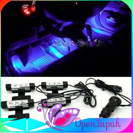 Lampu Kolong Led Dashboard Interior car Kabin Footstep 4 Posisi 3 Led Praktis Colok Lighter Mobil