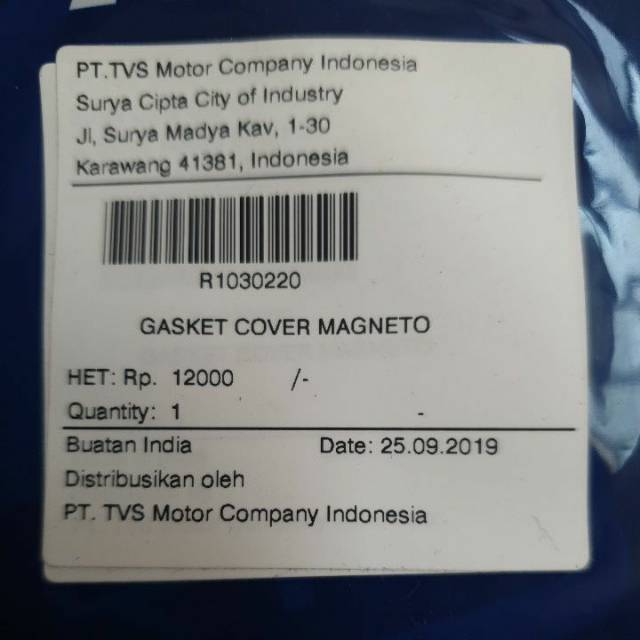 Packing Magnet Neo/Rockz TVS ( gasket cover magneto )