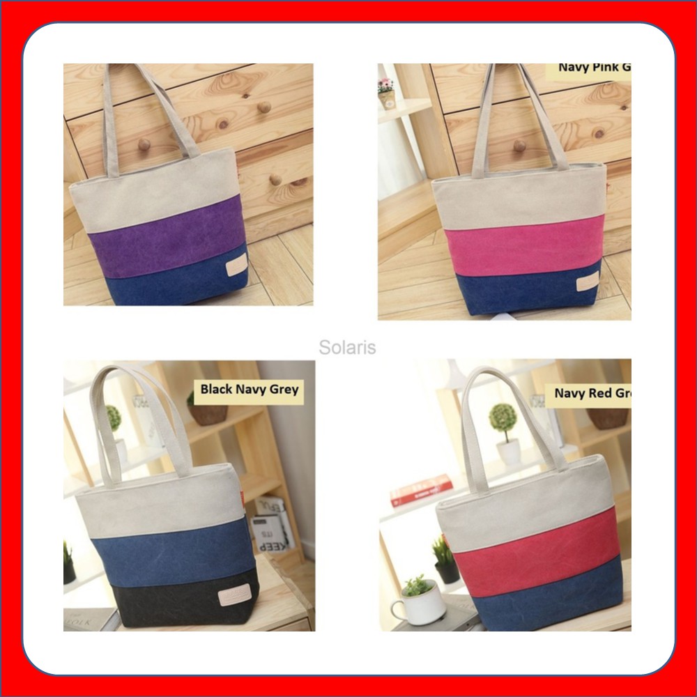 Tas kanvas bahu Wanita Korea Salur 3 Warna