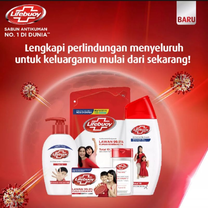 LIFEBUOY SABUN MANDI CAIR TOTAL 10 (MERAH) 825ML / SABUN MANDI CAIR / LIFEBUOY