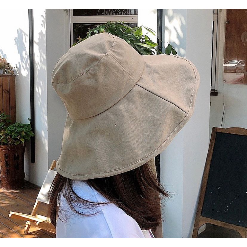 (DISKON)WIDE BUCKET HAT selebgram aksen tali /Bucket peniti/Topi Rimba polos topi wanita terlaris