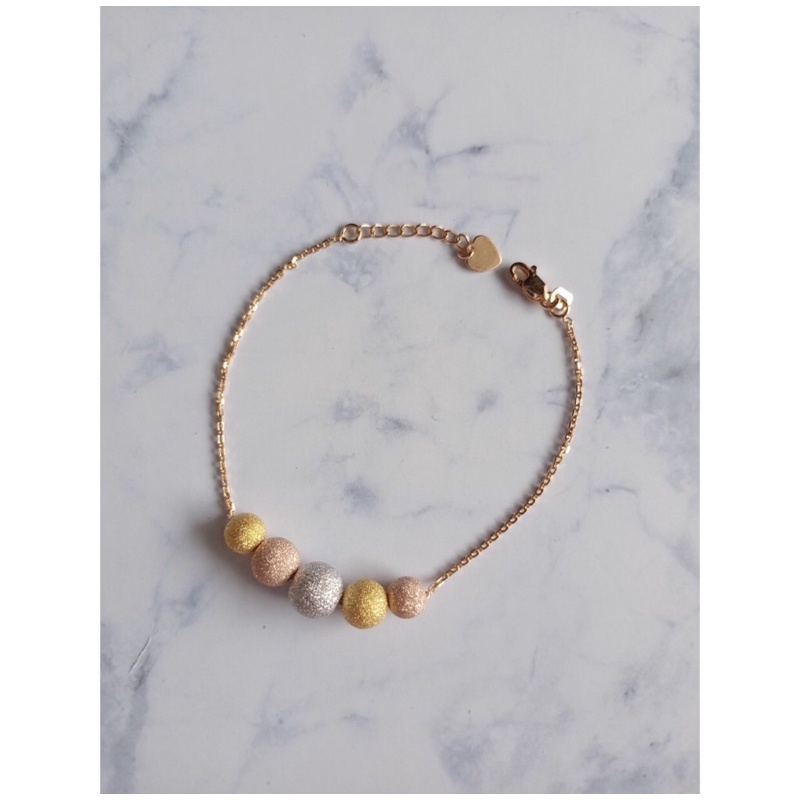Gelang bulat bola pasir 3 warna emas asli kadar 375