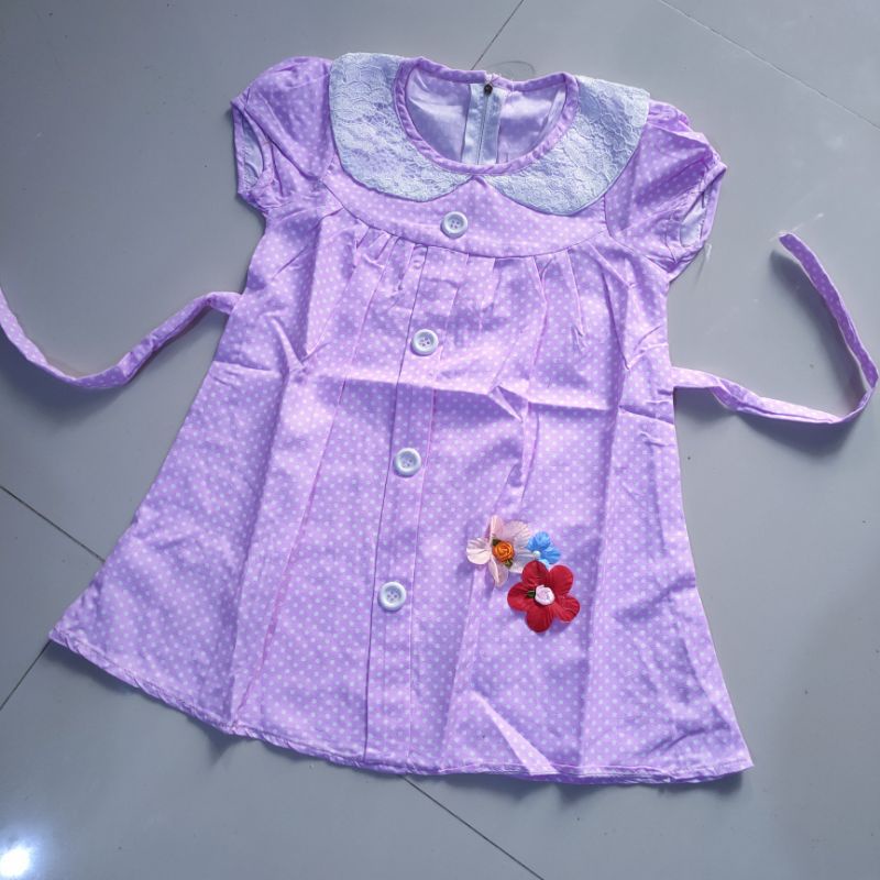 Dress anak 2 3 tahun polka kerah putih tali ( dress POLKA kerah tali )