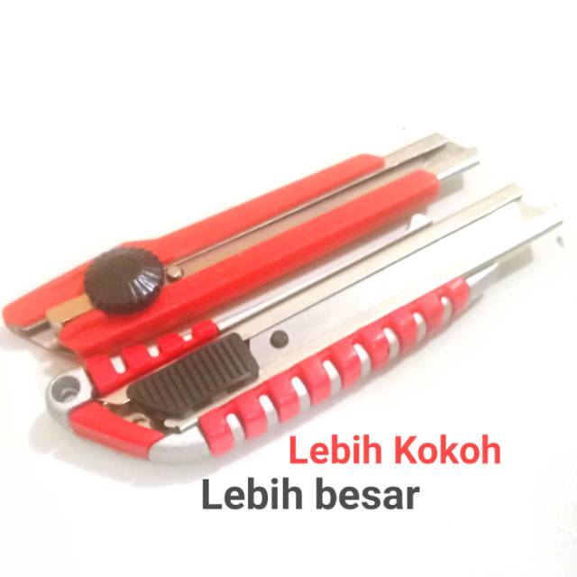 Cutter Besar Ukuran 17 cm, Alat Potong Kardus, Cutter Anti Slip dengan kunci otomatis