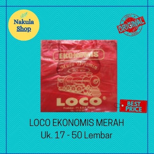 Kantong Plastik Kresek Loco Ekonomis 17 x 33 Merah isi 50 lembar