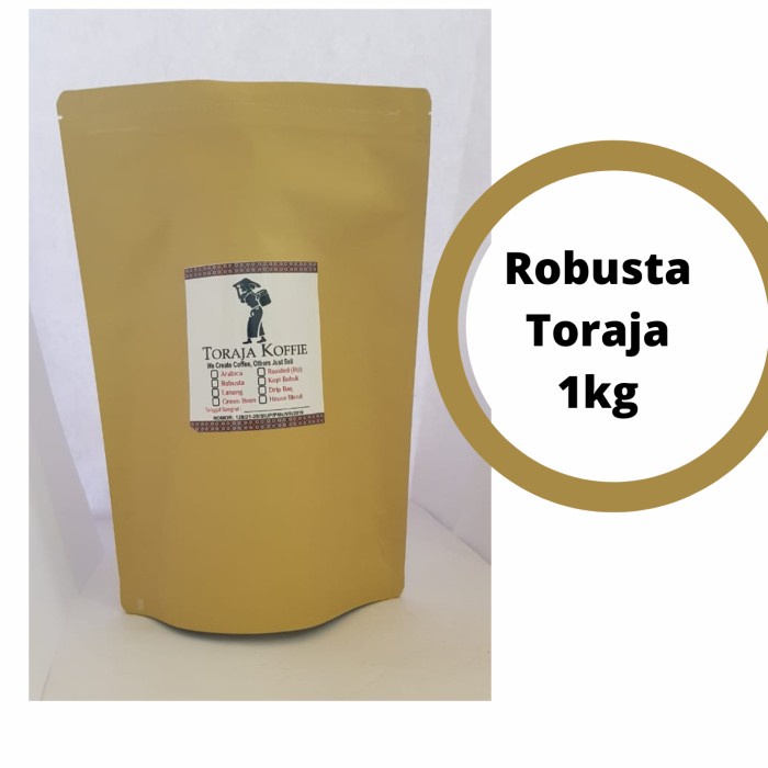 

(BISA COD) Kopi Robusta Toraja Organik 1000gr/1 kg - Bubuk Kasar, 1kg