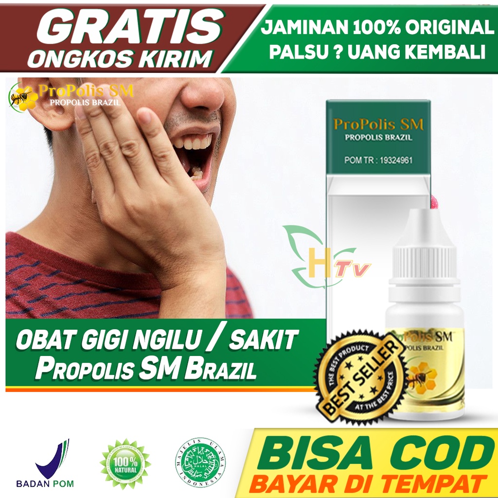 Obat Tetes Sakit Gigi - Gusi Bengkak, Ngilu, Sakit Abses Gigi, Penghancur Gigi Berlubang Propolis
