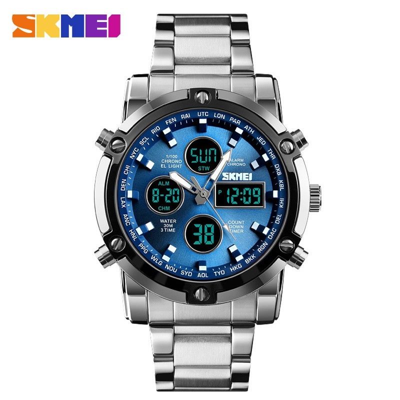 [ !!BEST SELLER!! ] SKMEI 1389 Jam Tangan Pria Digital Analog - Jam Tangan Pria Keren Kekinian - Tali Stenlis