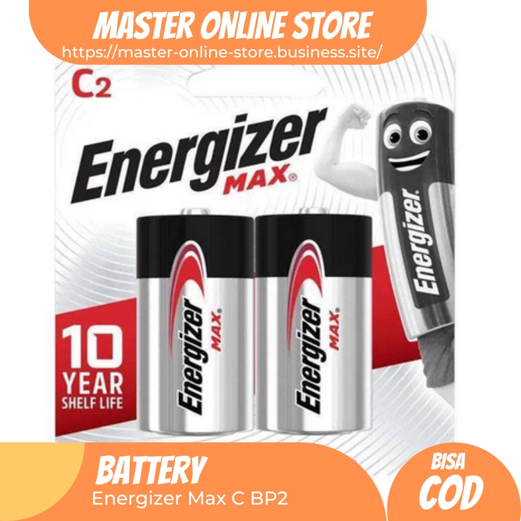 Energizer Max Tipe C LR14 1.5V 2 Pcs Original Batu Baterai Bateray Batterai Battery Alkaline Not Rec