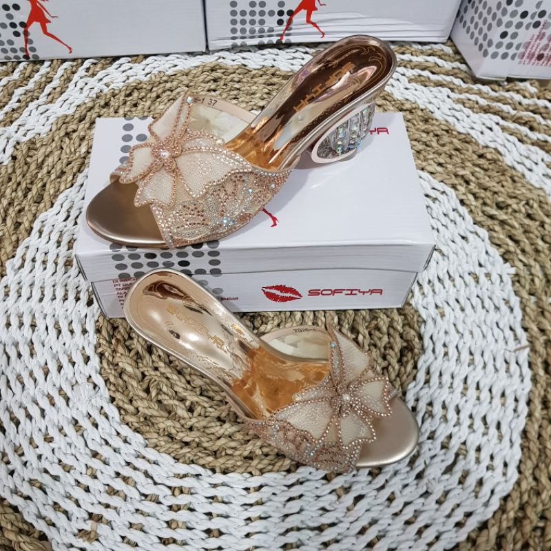 Sandal Pesta wanita Import SOFIYA Tapak kaca bulat#7026-1