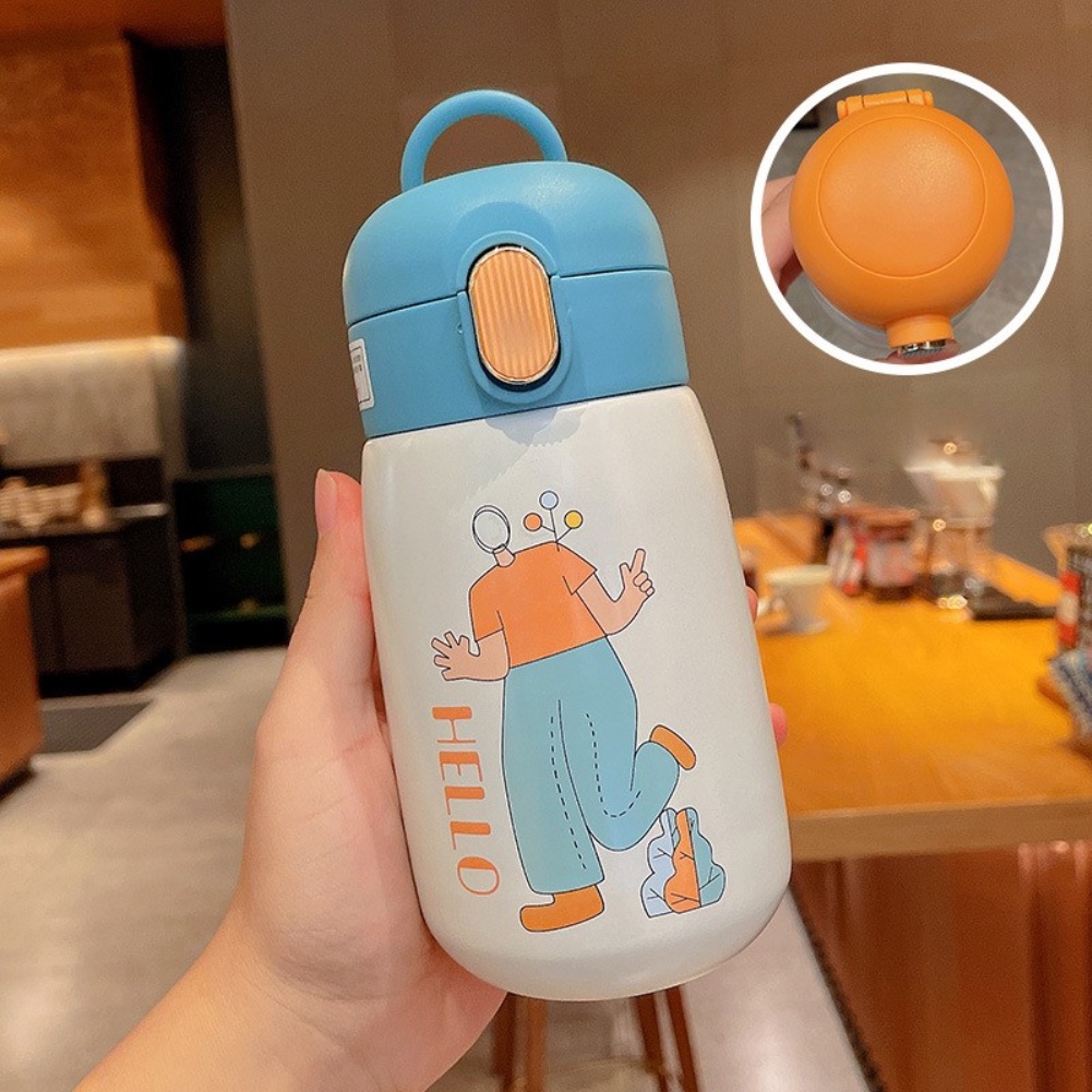 Botol Minum Thermos Model Portable Desain Kartun Lucu, 320ml Owt