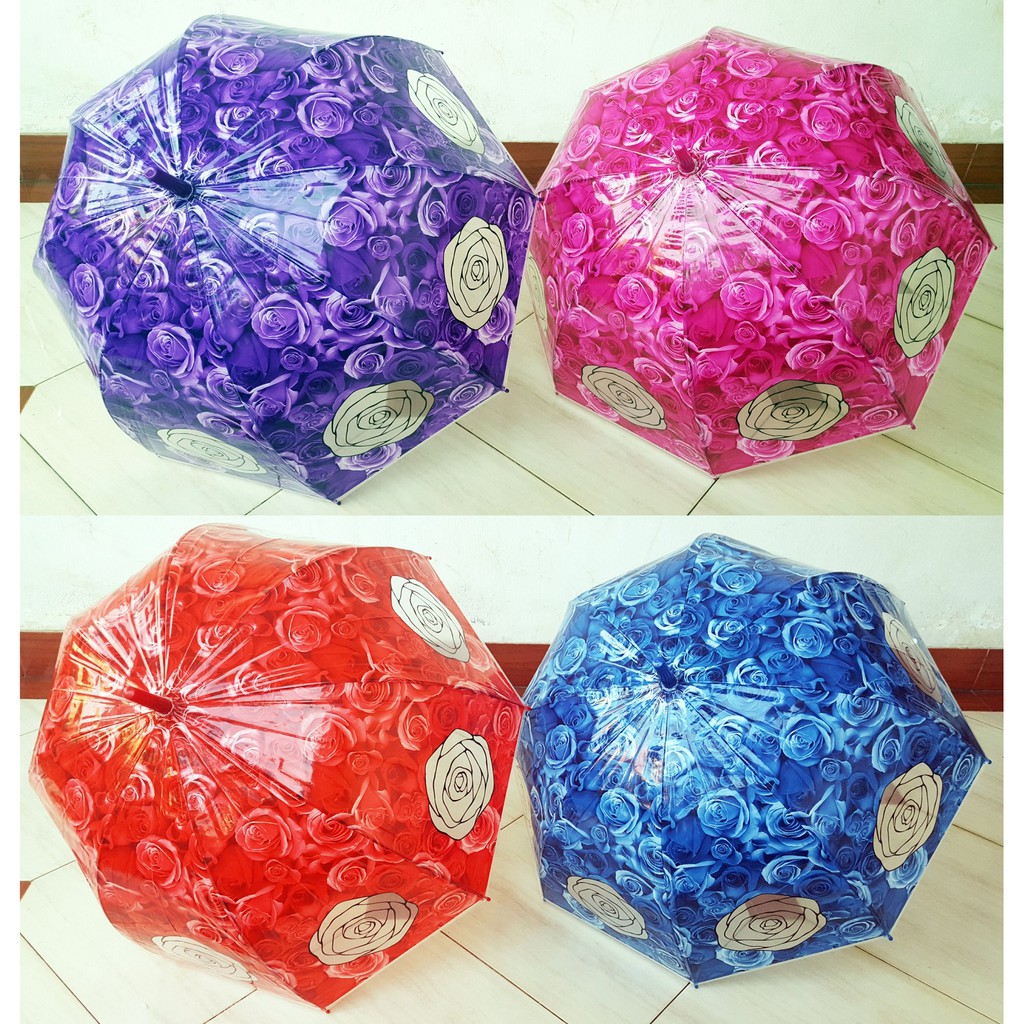 Payung Dome / Mangkok Transparan Motif Rose merk Osaka