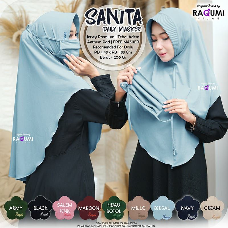 Sanita Daily Hijab Masker | Hijab Masker Raqumi