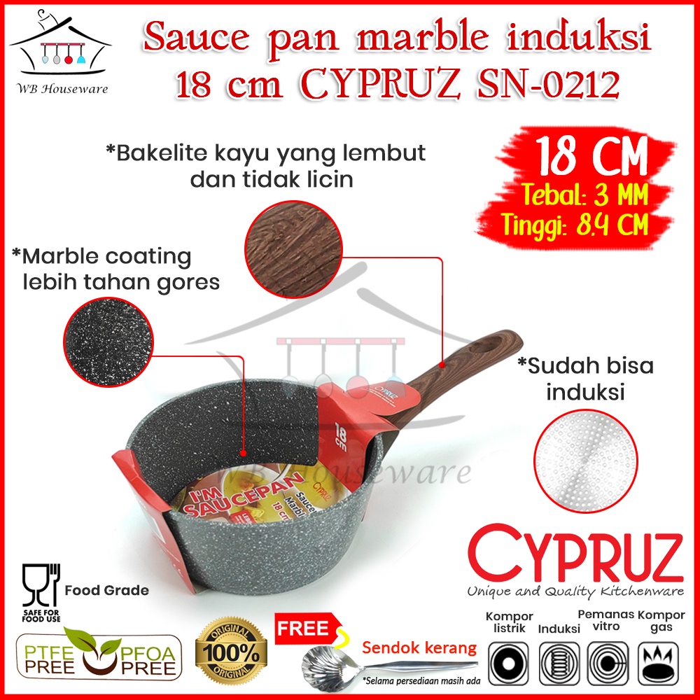 panci penggorengan marble induksi 18cm sauce pan CYPRUZ SN0212