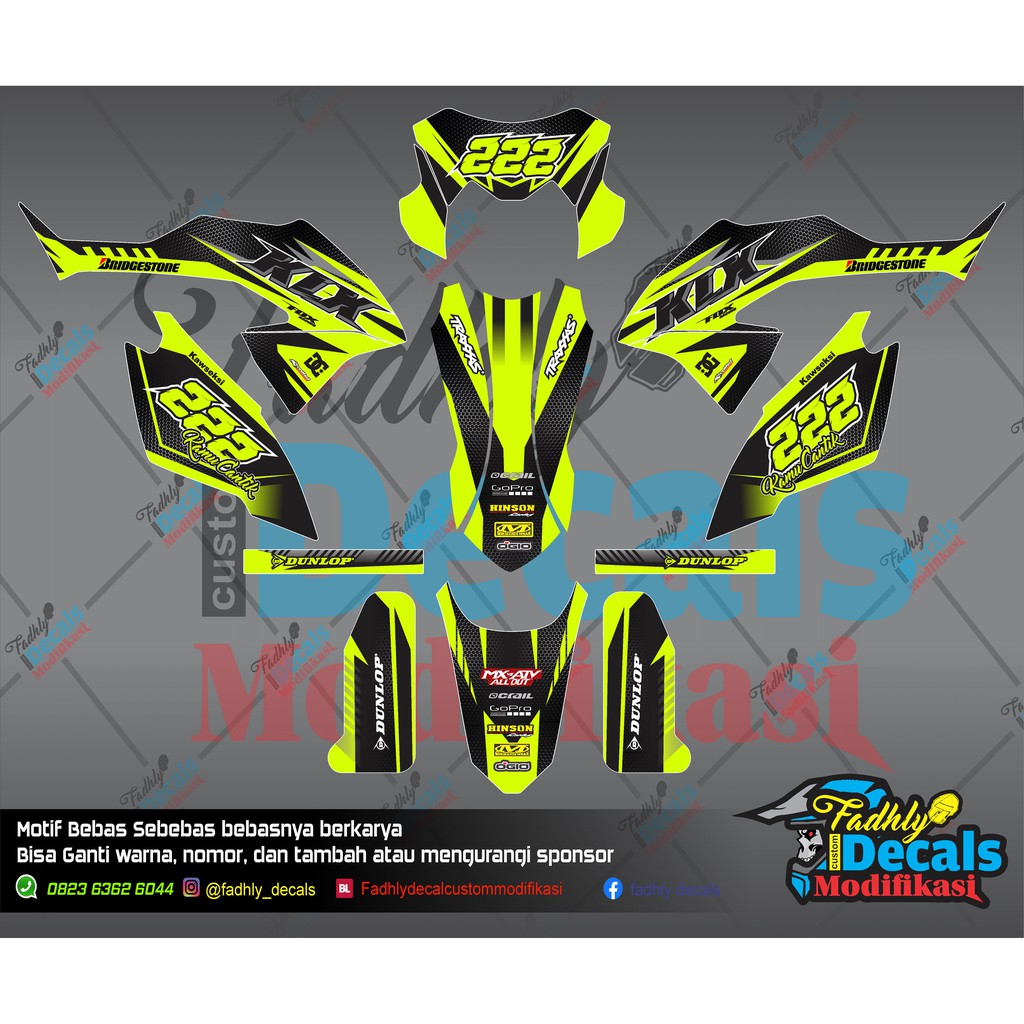 Decal KLX Bf Kuning stabilo hitam