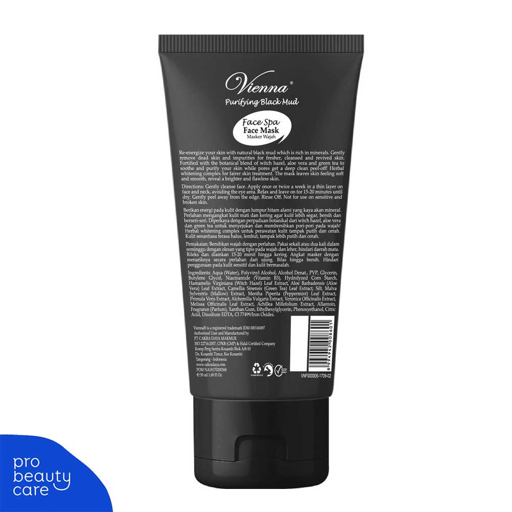 Vienna - Peel Off Mask Face Spa Purifying Black Mud Masker Wajah (50ml)