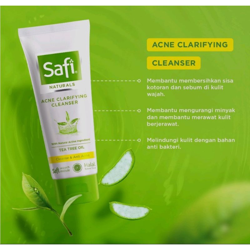 SAFI NATURALS ACNE CLARIFYING CLEANSER TEA TREE OIL SABUN CUCI MUKA UNTUK KULIT BERJERAWAT 100GR