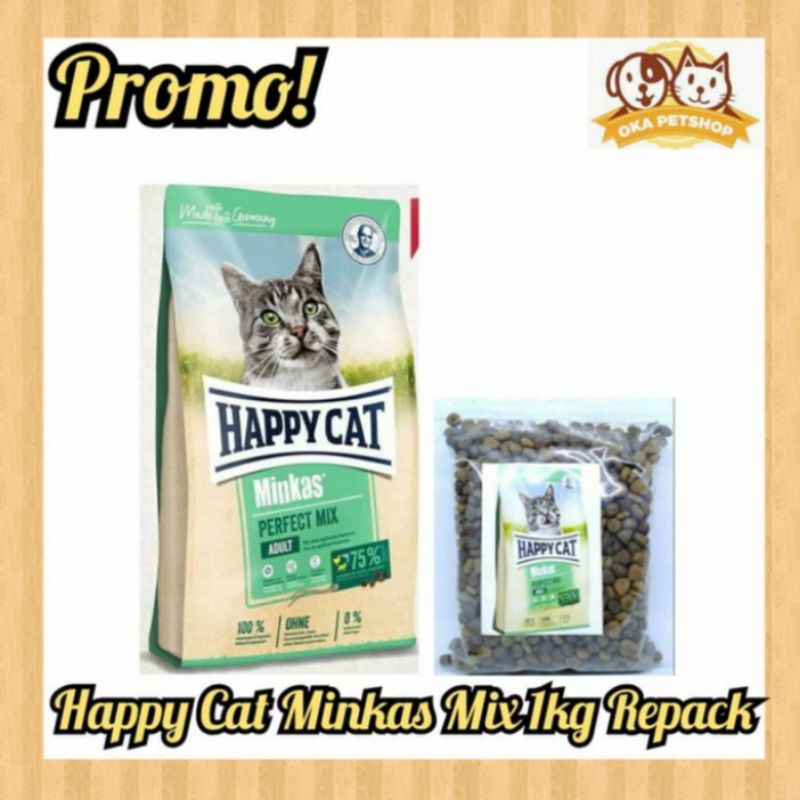 Makanan Kucing Happy Cat Minkas Perfect Mix 500gr Repack - Happy Cat Lamb&amp;Fish