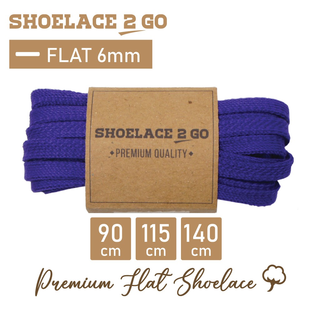 SHOELACE 2 GO PREMIUM TALI SEPATU GEPENG PIPIH FLAT - SF6 - L1 - PURPLE - 6MM