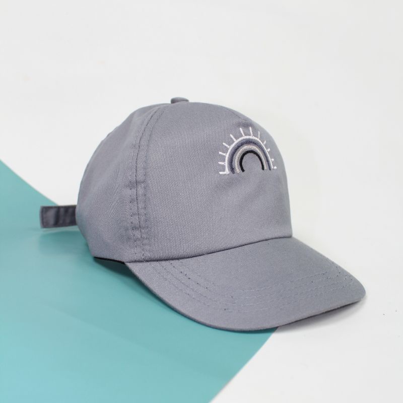 RUFFIN HAT - Topi Anak Baseball Snapback Karakter Cewek Cowok Laki Perempuan Korea Lucu Murah Bordir-Grey