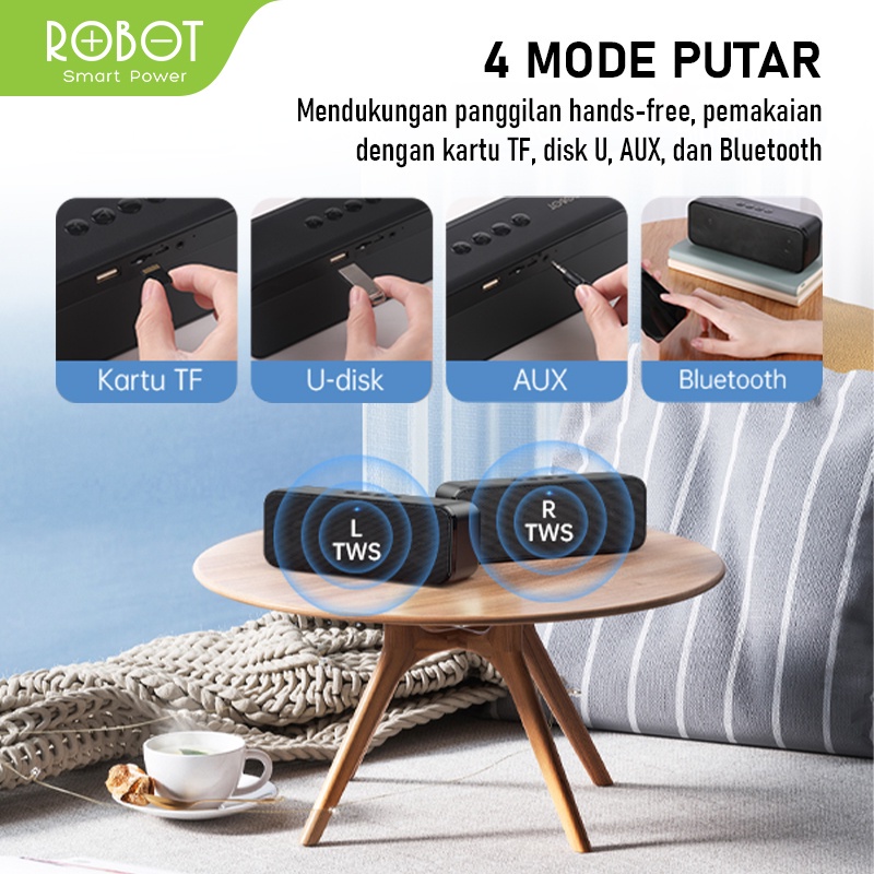 NEW~Robot RB420 Brio Bluetooth 5.0 True Wireless Stereo Portable Speaker 10watt garansi resmi 1tahun Speaker Bluetooth Robot RB520 Bluetooth 5.0 Portable Audio Wireless Super Bass Stereo Original