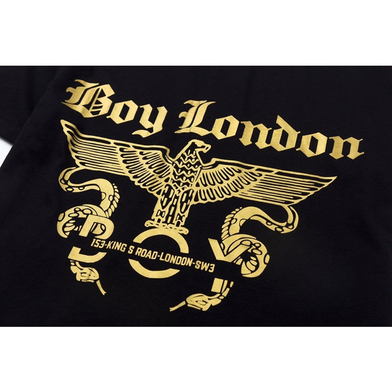 BOY33 KAOS BOY LONDON SNAKE IMPORT GOLD ON BLACK PRIA WANITA INGGRIS