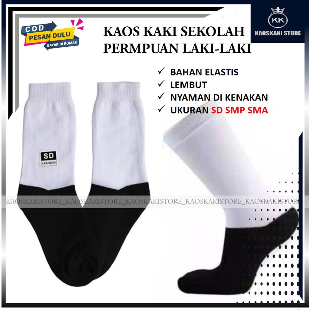 Kaos Kaki Hitam Putih SD SMP SMA / Kaos Kaki Hitam Putih Smp / Kaos Kaki Hitam Putih Sd / Kaos Kaki 