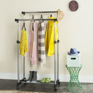 DOUBLE Rod Rack Rak Gantung Baju 2 Lapis Roda Rak DOUBLE Rod Rack Rak Gantung Baju 2 Lapis Roda Rak