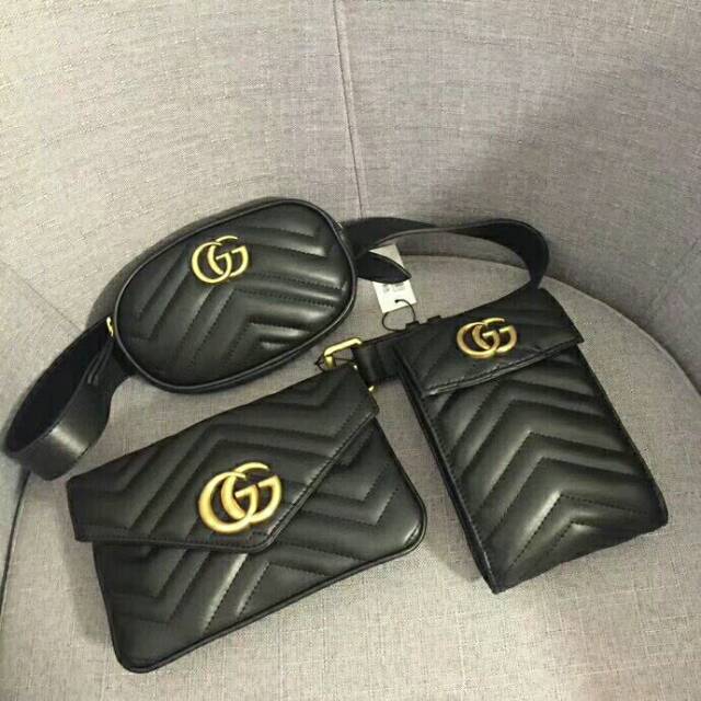 Tas pinggang kulit Gucci bumbag belt bag marmont 3 in one