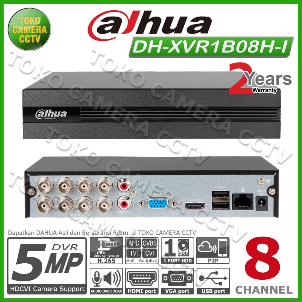 DVR DAHUA 8 CHANNEL XVR1B08-H 5MP DAHUA XVR 1B08 H