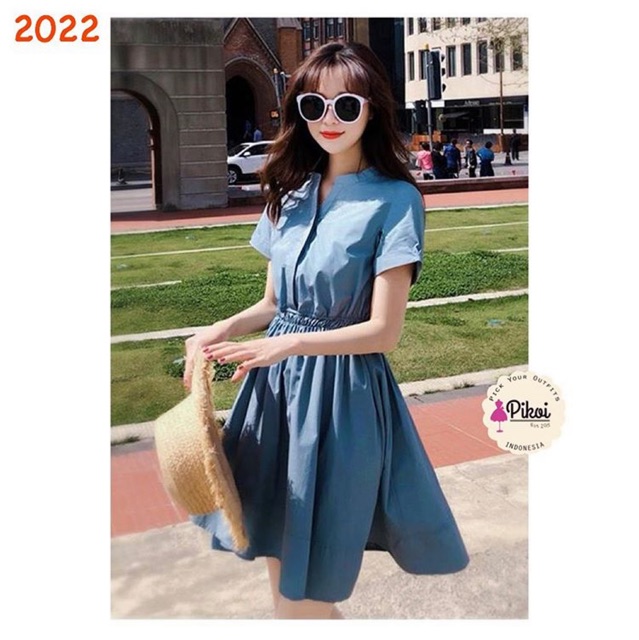 Dress katun murah / dress summer cantik / dress korea lucu / dress pantai / dress biru cantik / 2022