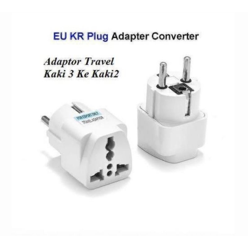 Adaptor Trafel CHARGER SNI / Sambungan Charger Kaki 3 ke Kaki 2 SNI / EU KR Plug Adapter Converter