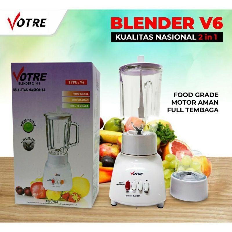 Blender Kaca VOTRE V6 2 in 1 Blender Buah Juicer Portable dan Blender Kapsul Multifungsi Serbaguna Bumbu Promo Murah