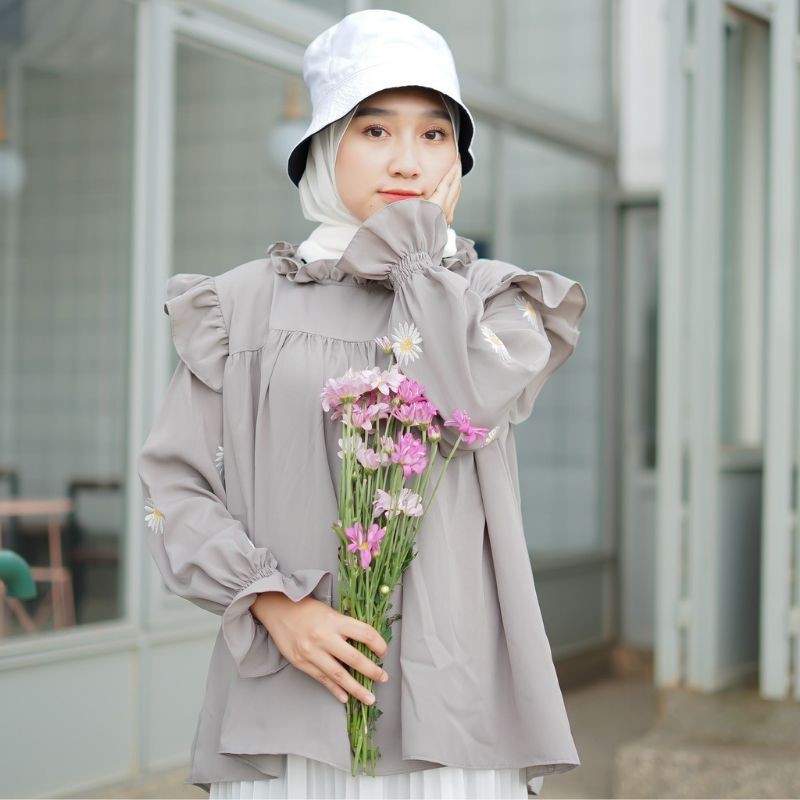 BLOOMING DAISY BLOUSE BORDIR MOSCREPE-5