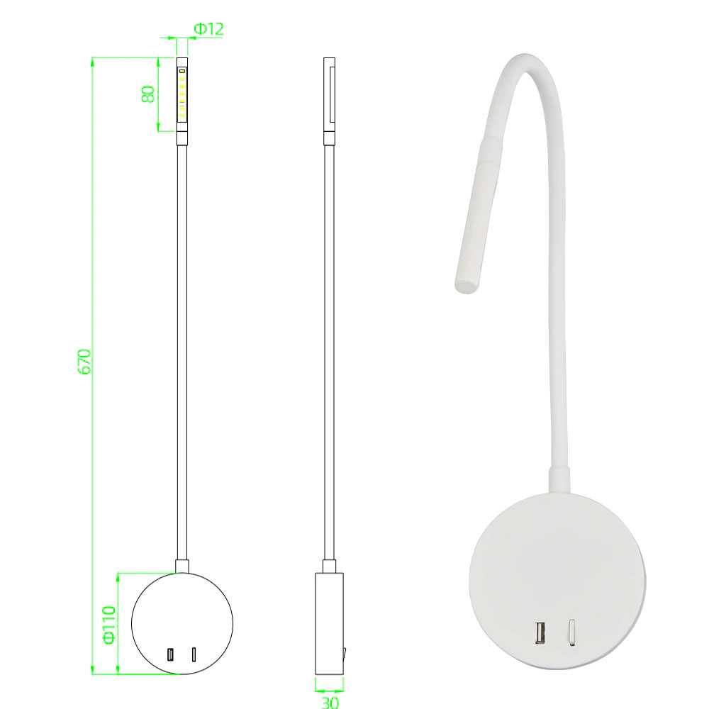 TD-DHA Zerouno Lampu Baca LED Reading Lamp 3W Warm White - ZR90