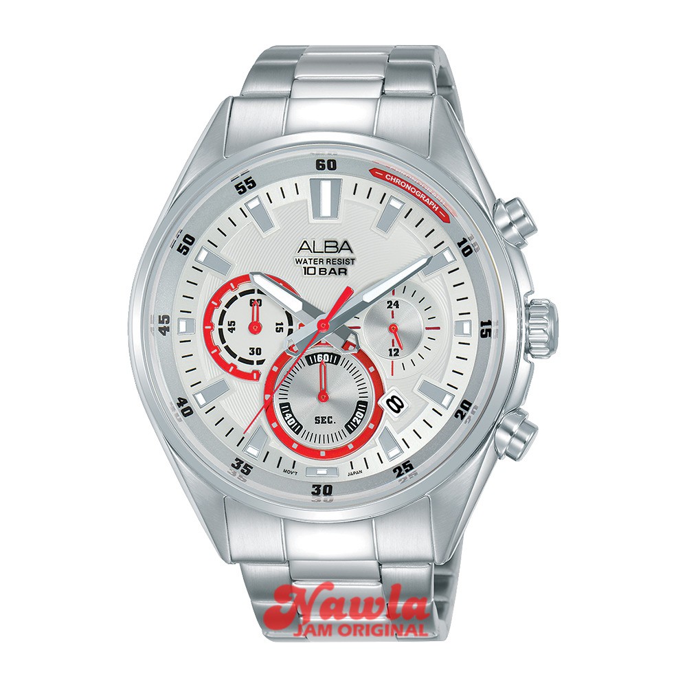 Alba Quartz AT3F93X1 Chronograph Silver Dial - Jam Tangan Pria AT3F93