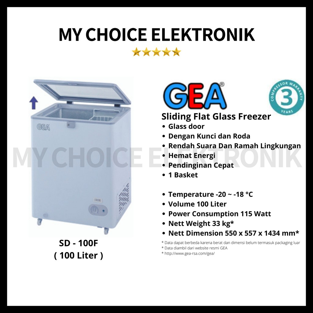 GEA Sliding Flat Glass Freezer SD-100F