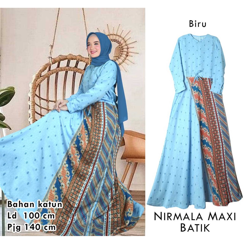 Nirmala Maxi Dress Kombinasi Batik / COD