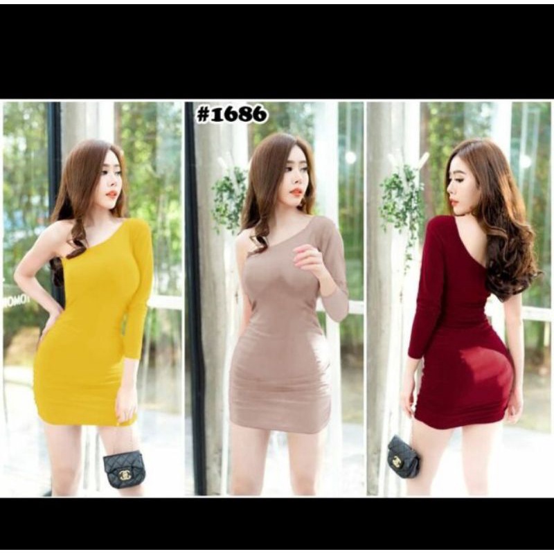 BODYCON DRESS NAOMI SEXY LENGAN BELAH CLUBBING GOOD QUALITY REALPIC