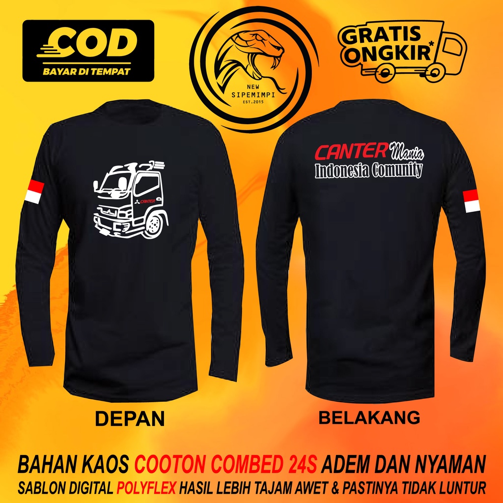 BAJU KAOS CANTER MANIA INDONESIA COTTON COMBED 24S PREMIUM LENGAN PANJANG