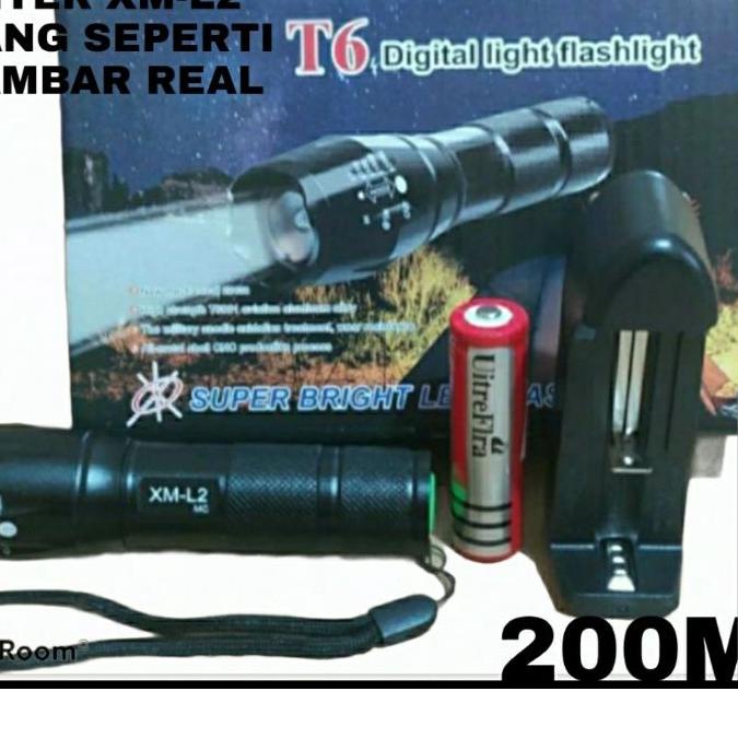✺ PROMO Senter LED Tactical Cree XM-L2 8000Lumens Fullset / Paket Komplit Senter XM-L2 ♥
