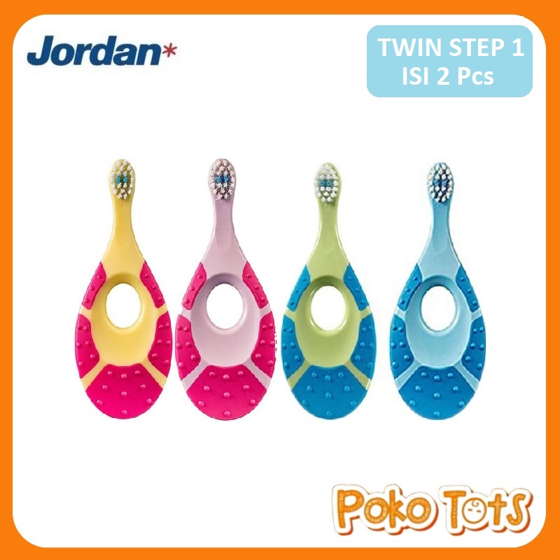 Jordan Oral Care Kids Step 1 Twin Toothbrush Extra Soft Sikat Gigi Anak Usia 0-2 Tahun Isi 2pcs