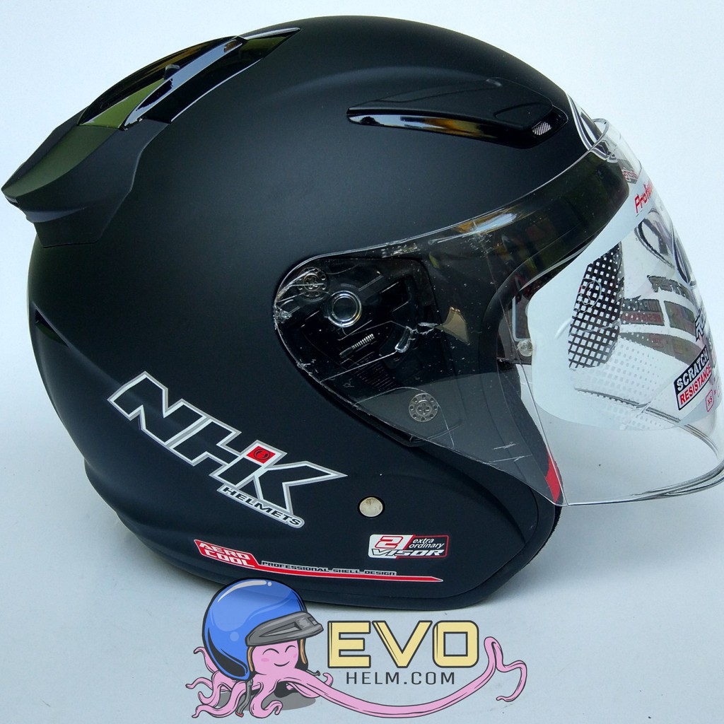 NHK R1_SOLID BLACK DOFF ORIGINAL - HELM NHK R1 BLACKDOFF DOUBLE VISOR