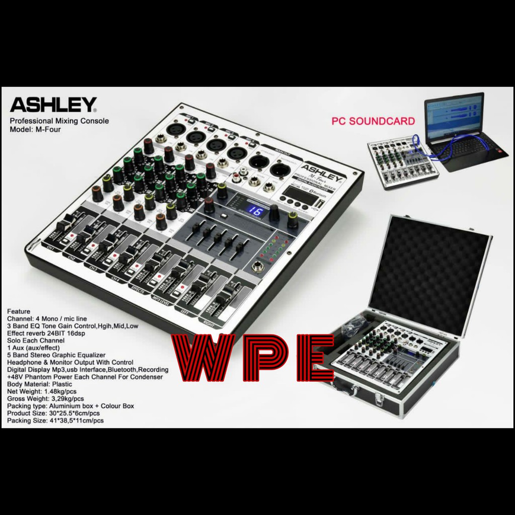 MIXER AUDIO ASHLEY M FOUR 4CH FREE KOPER ( USB,RECORDING,BLUETOOTH )