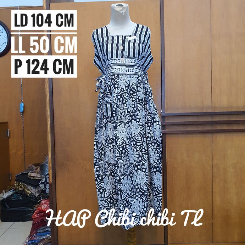 Daster HAP Chibi chibi monokrom tanpa lengan