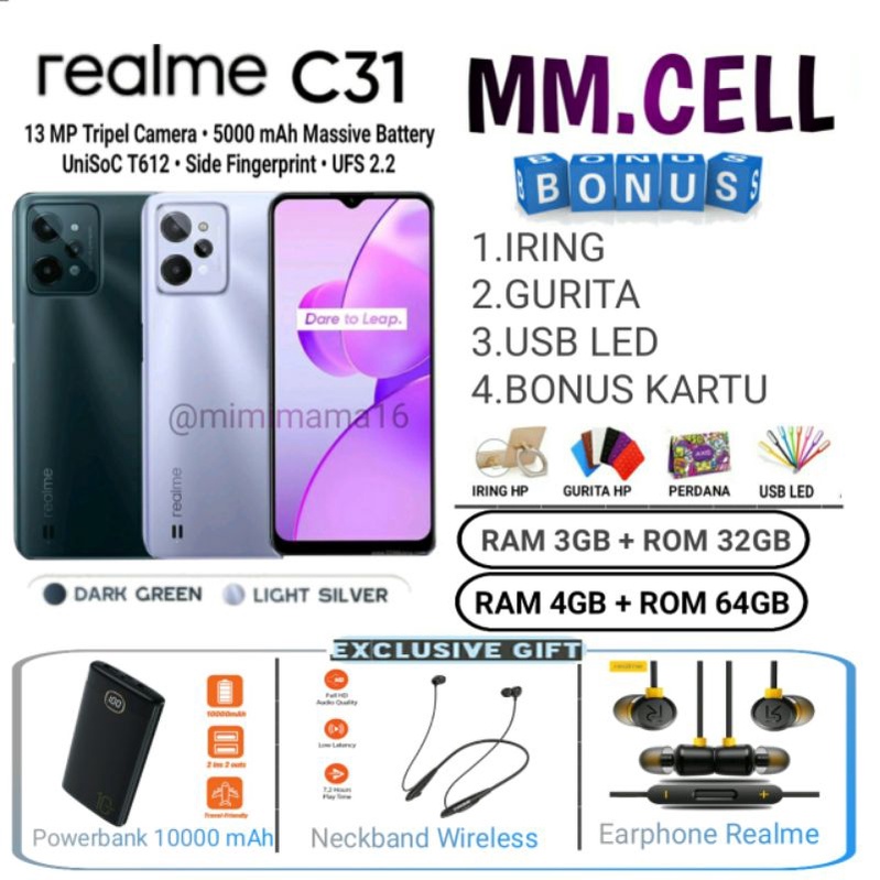 REALME C31 RAM 3/32 GB | C33 3/32GB GARANSI RESMI REALME INDONESIA