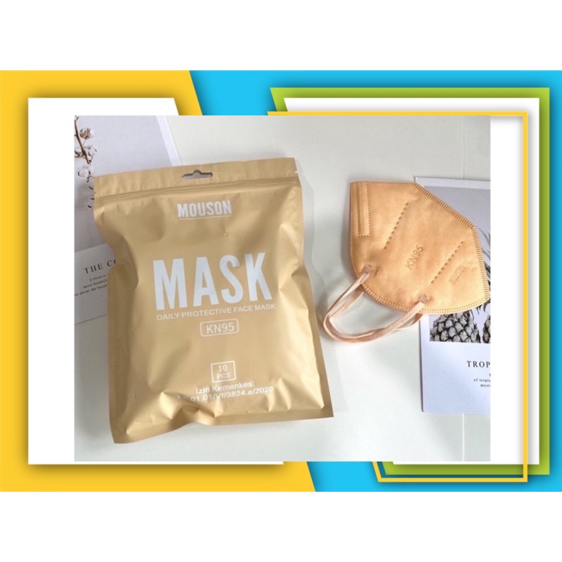 MASKER KN95 MOUSON Original NUDE ORANGE 5ply Disposable Mask 1pcs