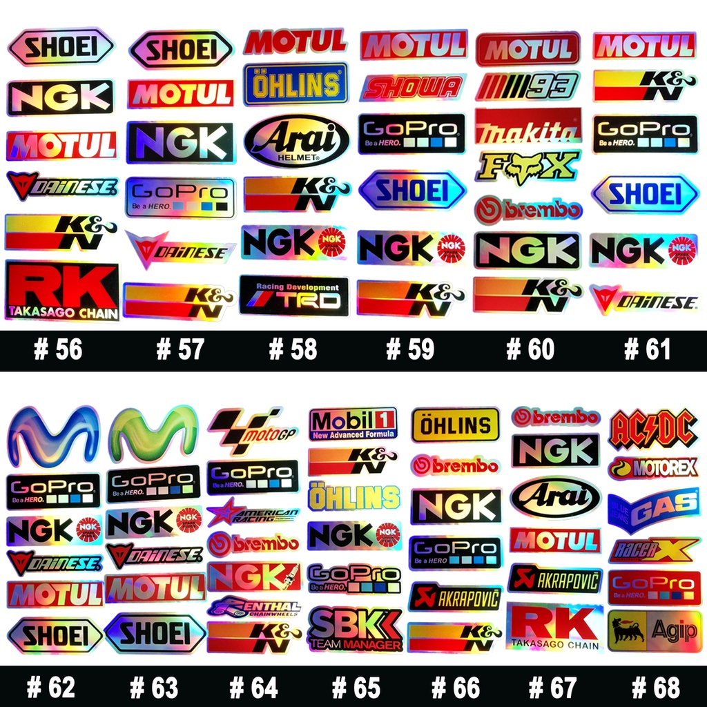 GOPRO NGK Motul SHOEA Stiker Strip Laser Pelangi Untuk Dekorasi Helm Motor YAMAHA TMAX Kawasaki KTM