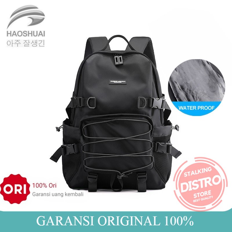 Tas Ransel Pria HAOSHUAI 811 Tas Backpack Korea Pria Waterproof Tas Laptop Pria