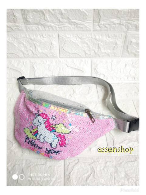 Waist Bag anak Kuda Poni Unicorn Tas Selempang pinggang sequin